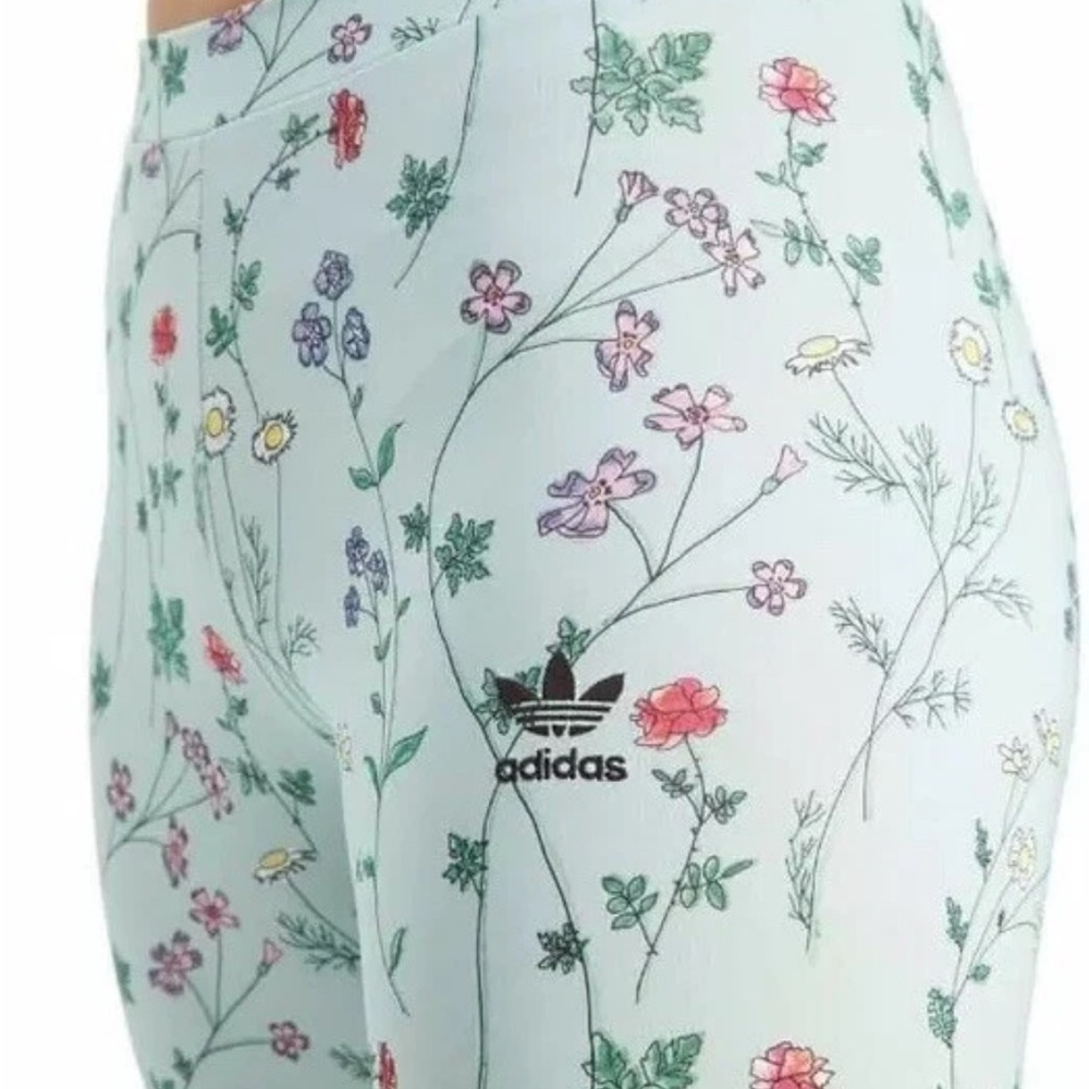 Like New adidas Floral Print Leggings - seafoam XL